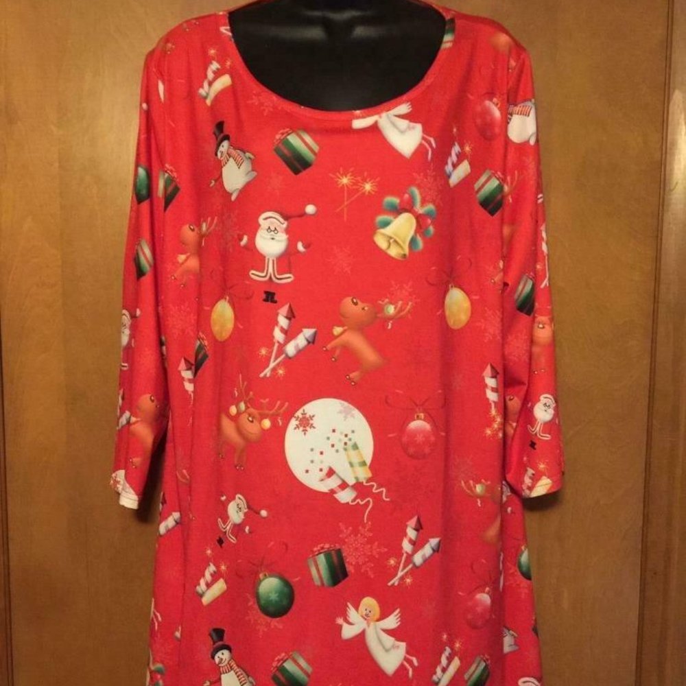 SWEETNIGHT RED CHRISTMAS TUNIC TOP IN 2XL